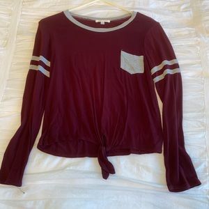 girls maroon long sleeve tee.
